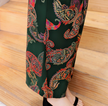 Women’s High-Waisted Printed Wide-Leg Cropped Pants – Lightweight Cotton Casual Trousers, 3XL–7XL
