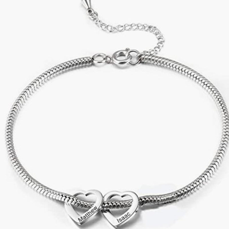 Personalized Adjustable Stainless Steel Heart Anklet