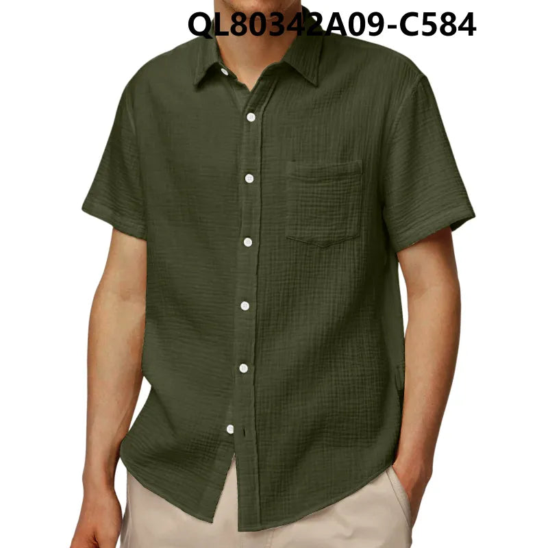 Men’s Short Sleeve Loose Lapel Shirt – Breathable 4-Way Stretch Casual Shirt, S–5XL