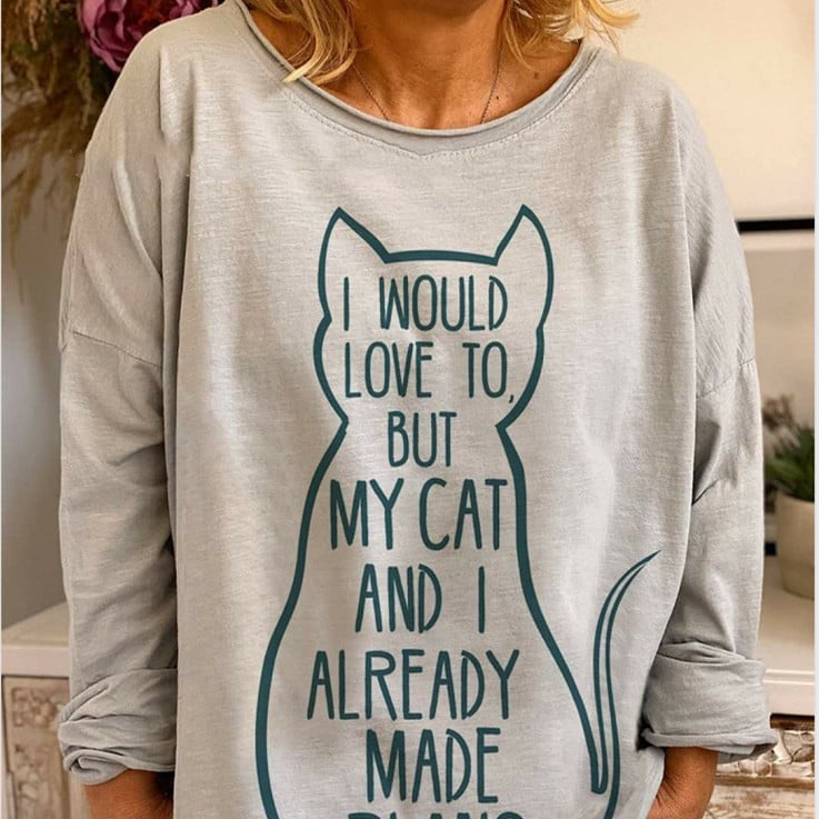 Loose Dynamic Print T-Shirt Sweater for Women