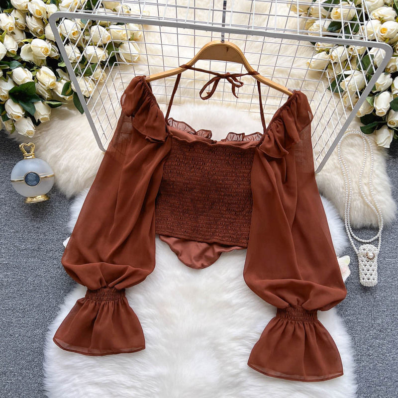 Women’s Aesthetic White Blouse – Vintage Casual Elegant Top