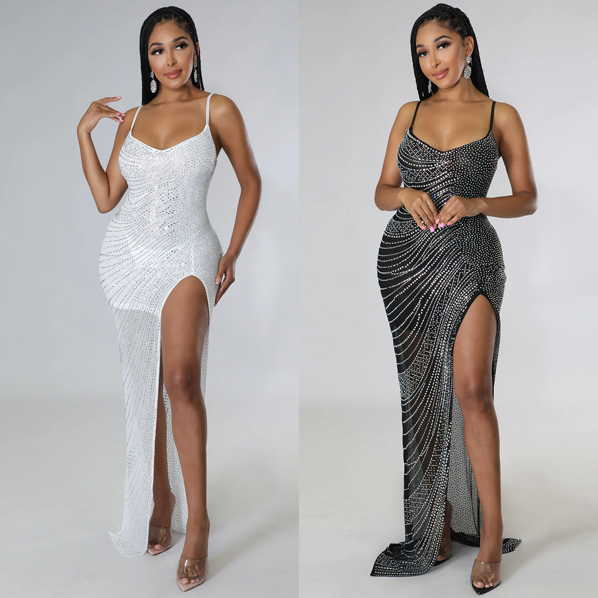 Rhinestone Strap Dress for Women – Sparkly Bodycon Party Dress
