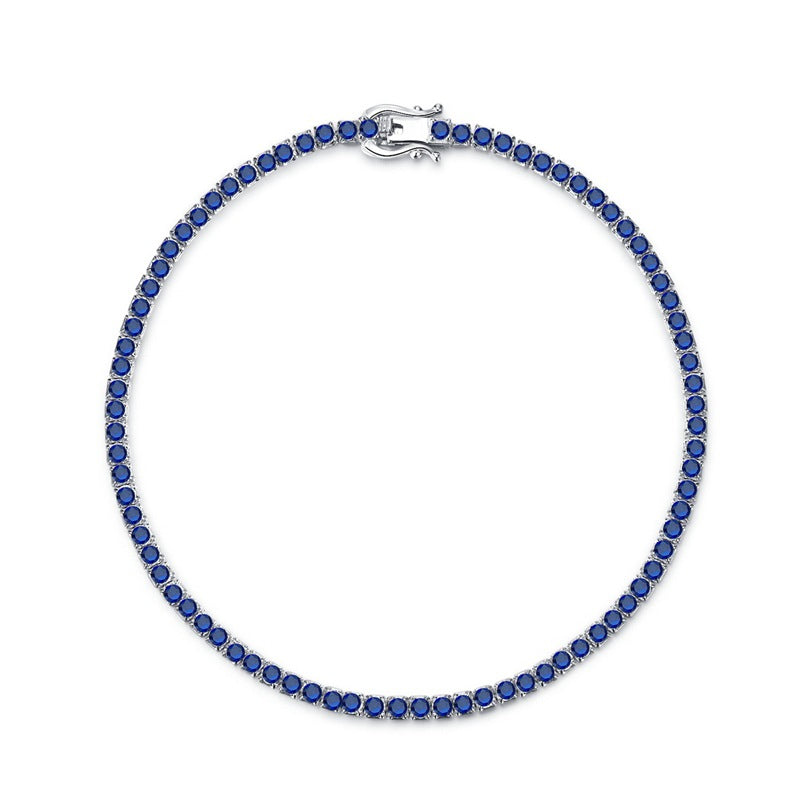 Women’s Sterling Silver Diamond Bracelet – Elegant 2mm & 3mm Crystal Jewelry