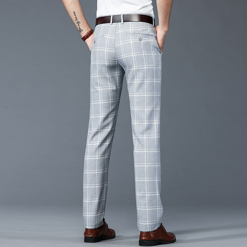 Men’s Summer Loose Fit Plaid Trousers – Casual Checkered Pants