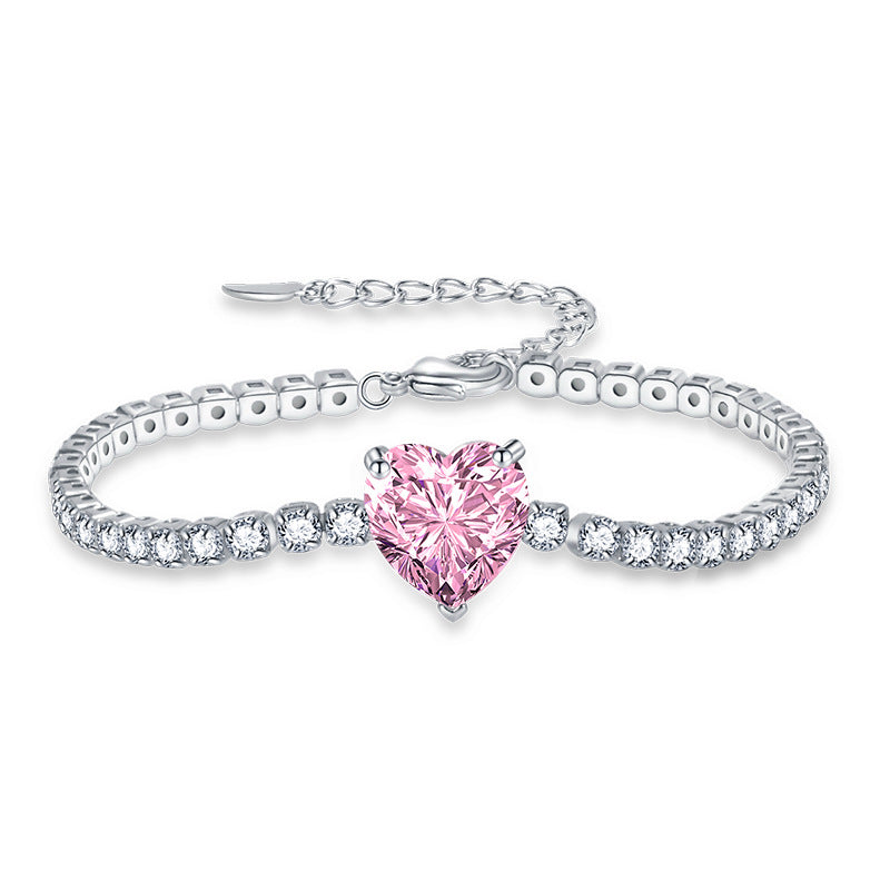 Women’s Vintage Heart Zircon Bracelet – Colorful Diamond-Style Fashion Jewelry