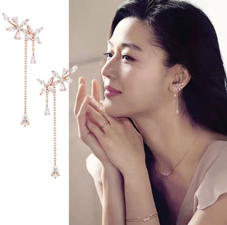 Flower Stud & Dangle Earrings Set – Elegant Floral Jewelry for Women