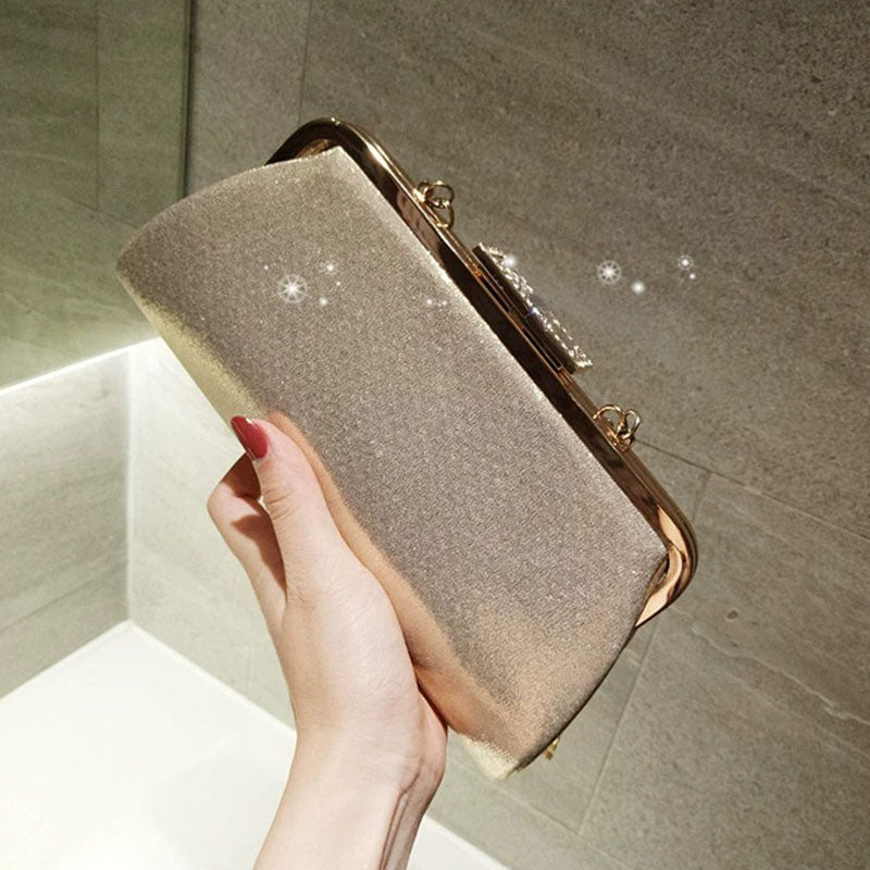 Fashion Diamond Clutch Evening Bag for Women – Sparkling Gold & Silver Wedding Shoulder Bag