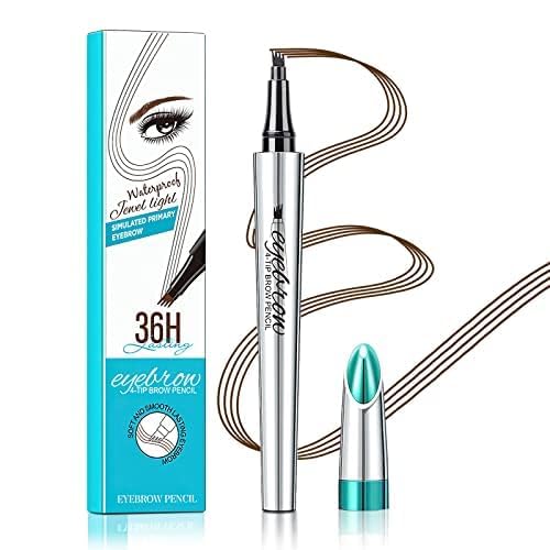 4-Tip Microblading Eyebrow Pen – Waterproof Smudge-Proof, Dark Brown