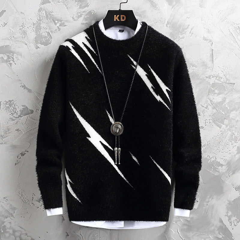 Men’s Jacquard Crew-Neck Sweater – Stylish Casual Knitwear – USA