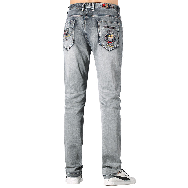 Men’s Stylish Loose Fit Straight Leg Jeans – Cotton-Lyocell Stretch Washed Denim in Grey, Soot & Light Blue, Sizes 28–38