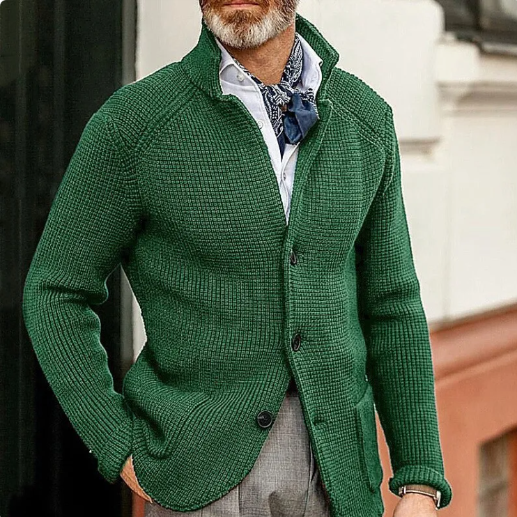 Men’s Knitted Sweater Coat – Acrylic Casual Warm Knit Cardigan, 15 Colors, S–4XL