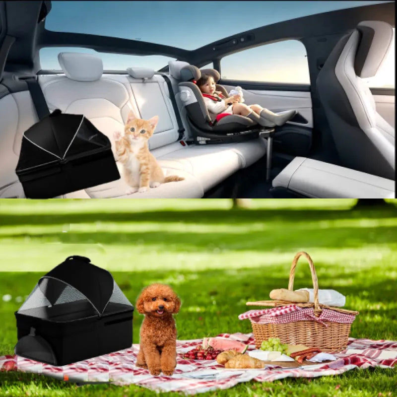 2-in-1 Folding Pet Stroller – Removable Travel Carrier for Small & Medium Dogs & Cats