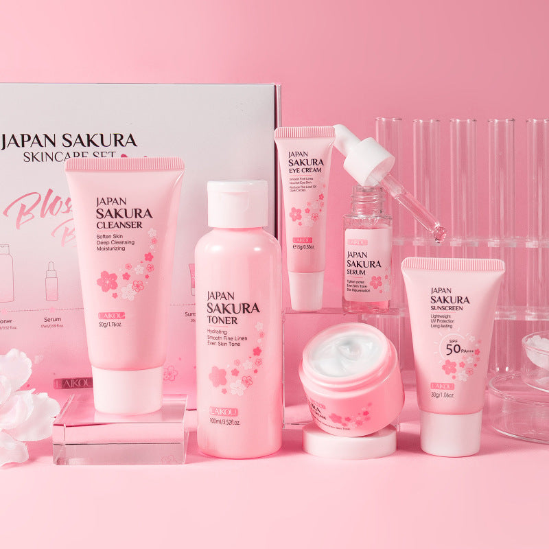 Cherry Blossom 6-Piece Skincare Set – Complete Hydrating Facial Care Kit