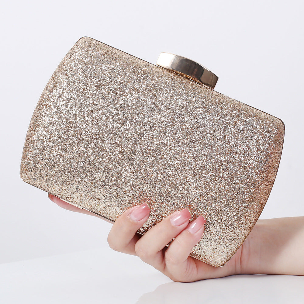Luxury Golden Sequin Clutch Bag for Women – Sparkling Crossbody Evening Handbag with Secure Lock Closure