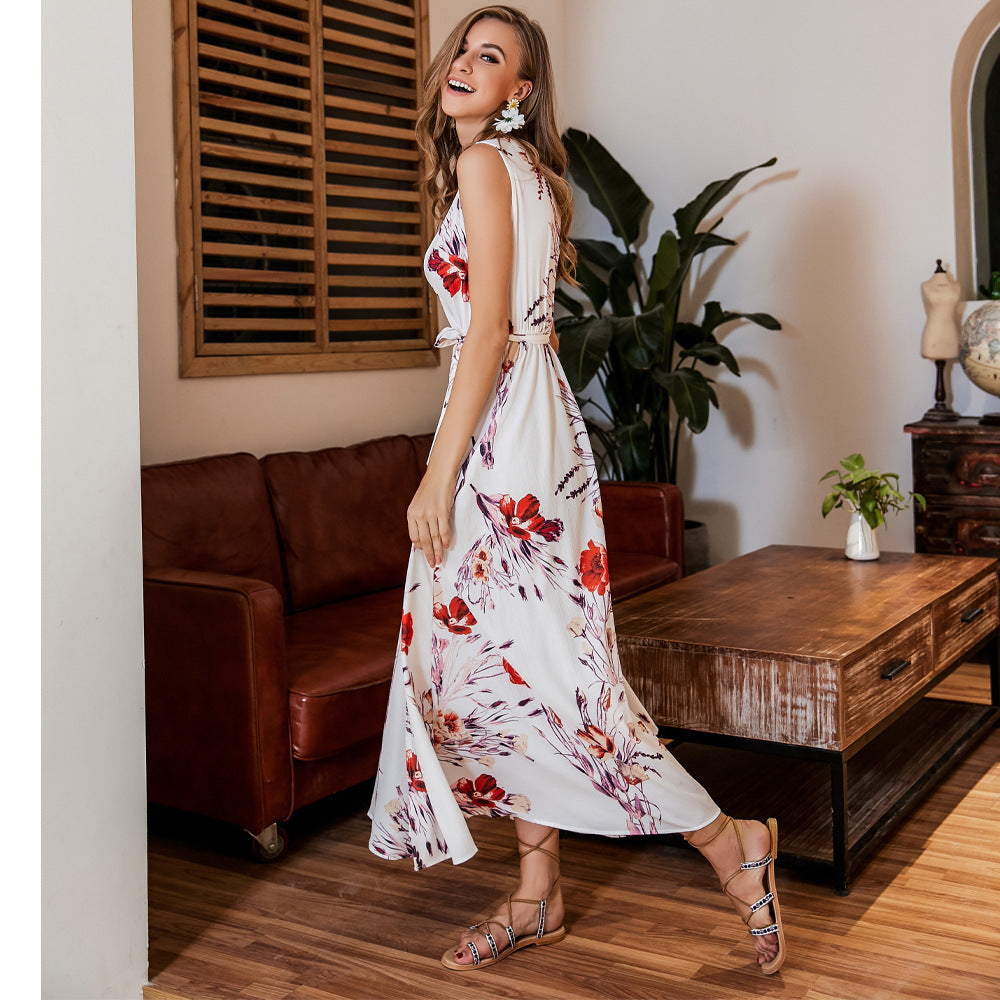 Women’s Bohemian Floral Print Beach Dress – Lightweight Summer Vacation Dress, S–L