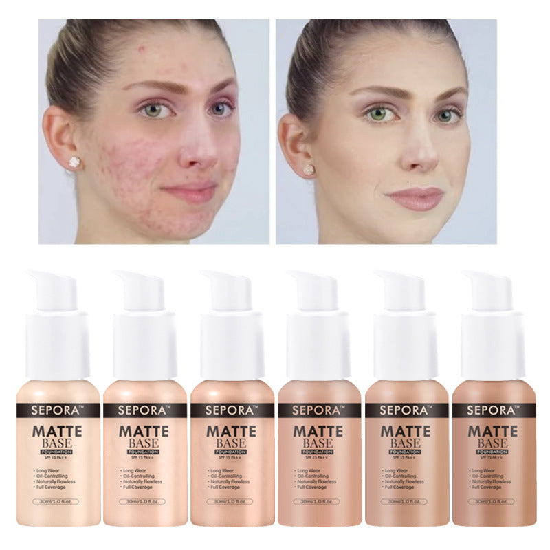 Matte Waterproof Liquid Foundation & Concealer – Full Coverage Face Makeup