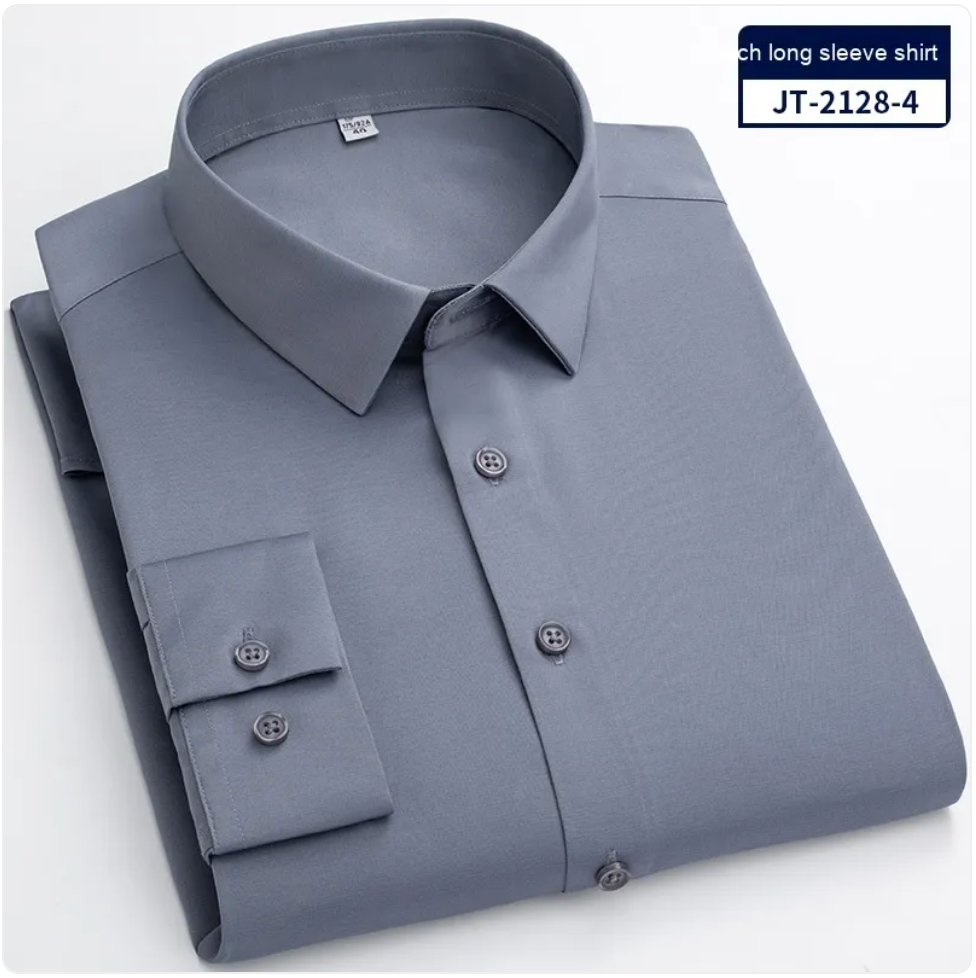Men’s Seamless Stretch Long Sleeve Shirt – Bamboo Blend Casual Shirt, Sizes 38–46