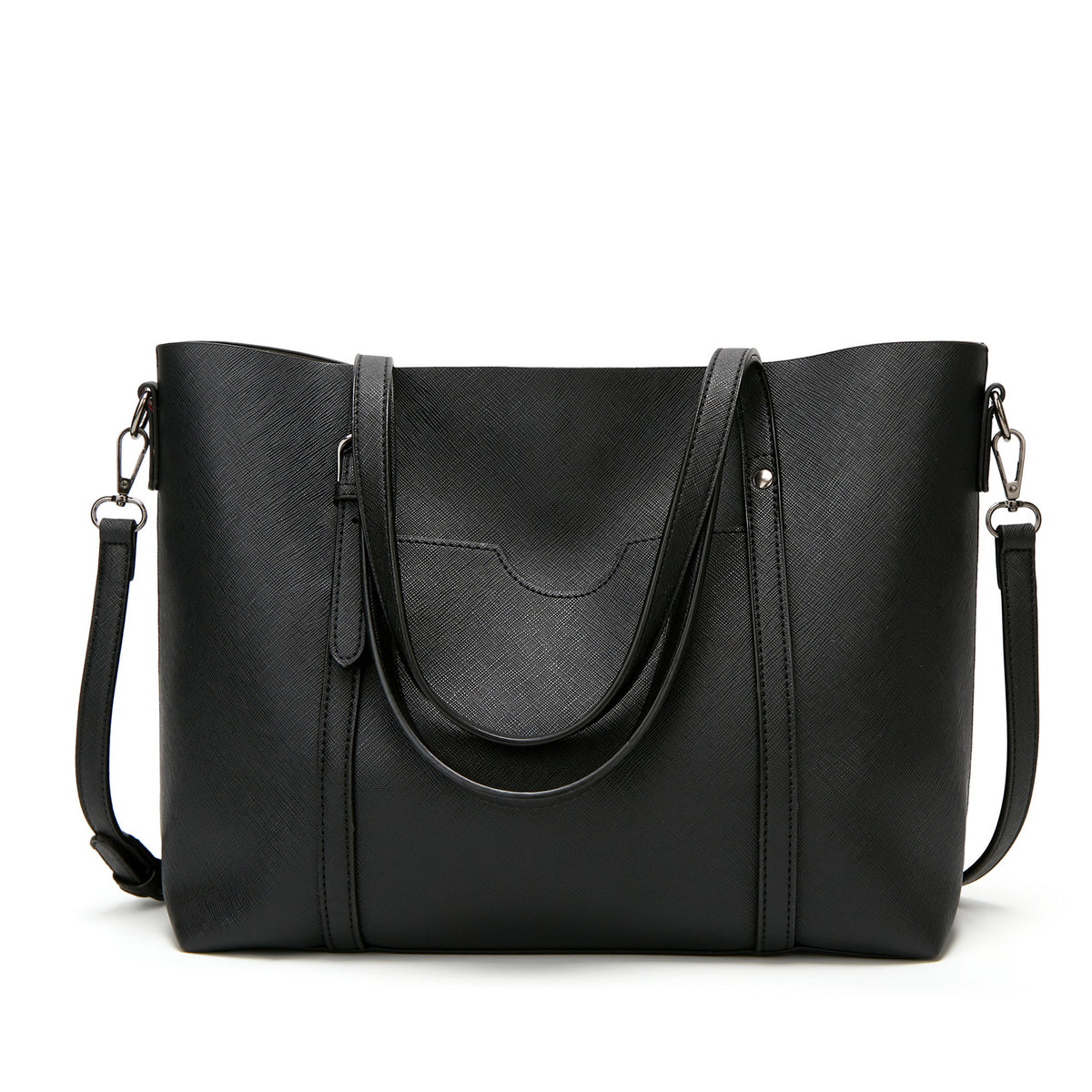 Trendy Cross Pattern PU Tote Bag for Women – Large Cross-Textured Shoulder Handbag with Zipper