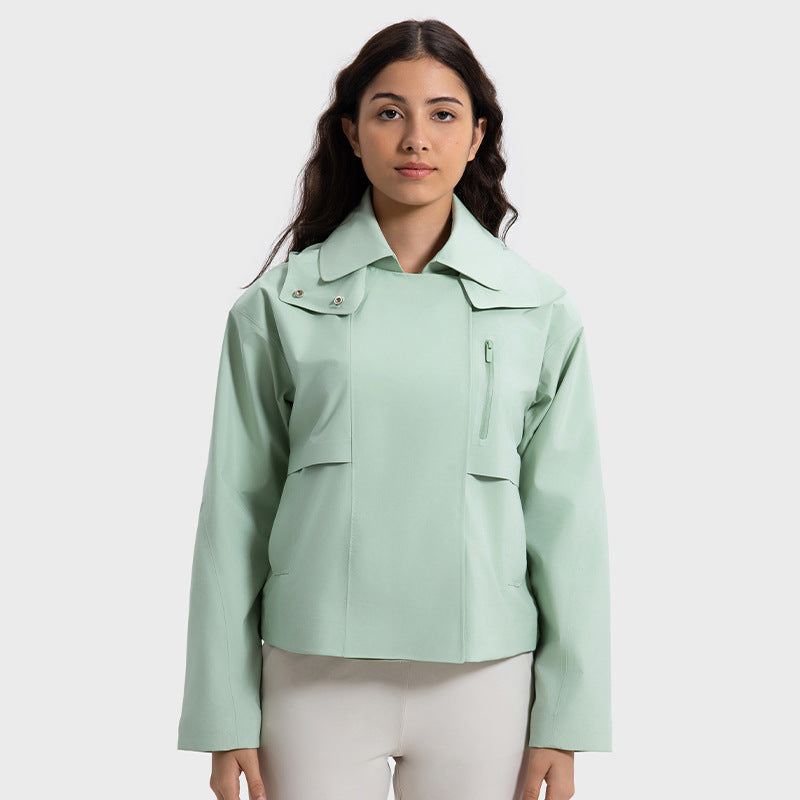 Women’s Detachable Short Trench Coat – Windproof Waterproof Breathable Jacket, Sizes 2–1