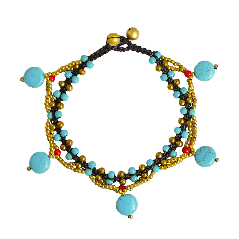 Five-Star Multicolor Turquoise Bell Anklet