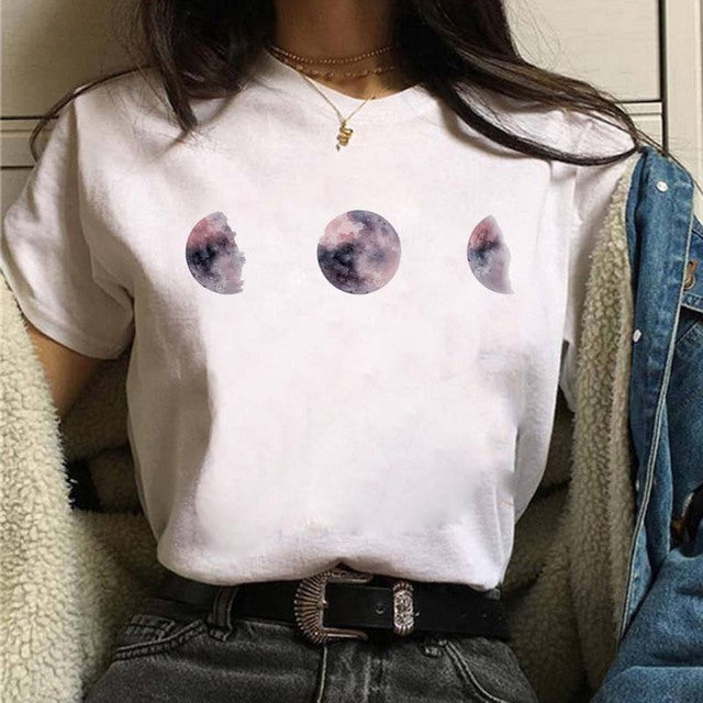 Aesthetic Universe Planets Graphic T-Shirt for Women