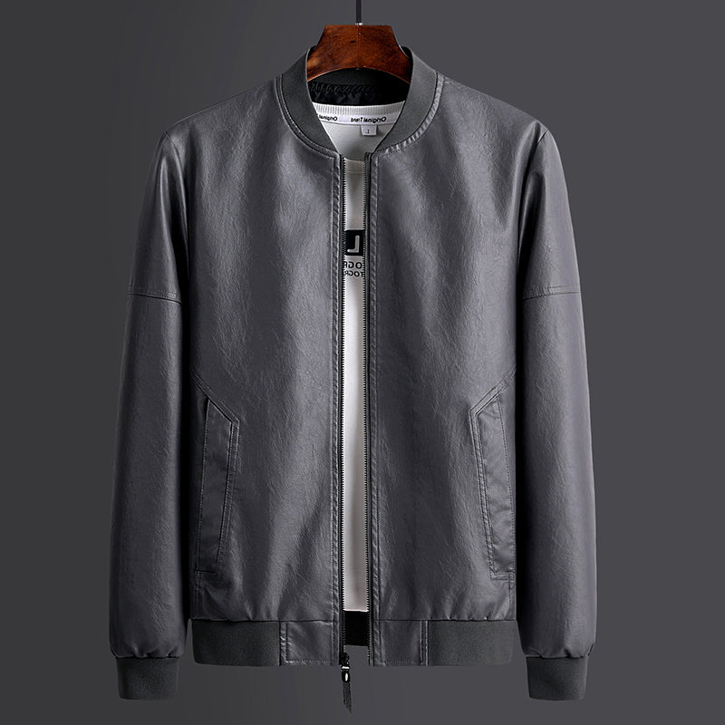 Men’s PU Leather Motorcycle Jacket – Stand Collar Casual Biker Jacket, 3 Colors, M–5XL