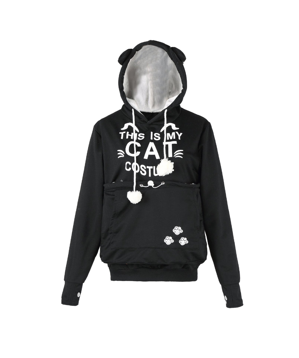 Women’s Alien Cat Printed Hooded Sweater – Cotton Blend Loose-Fit Graphic Pullover Hoodie, 12 Colors, S–4XL