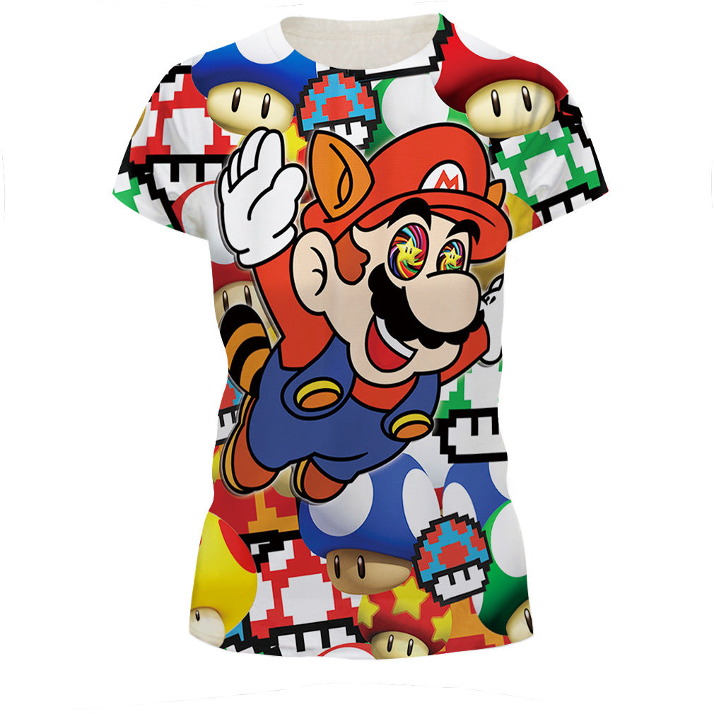 3D Printed Mario Cartoon T-Shirt for Men and Women