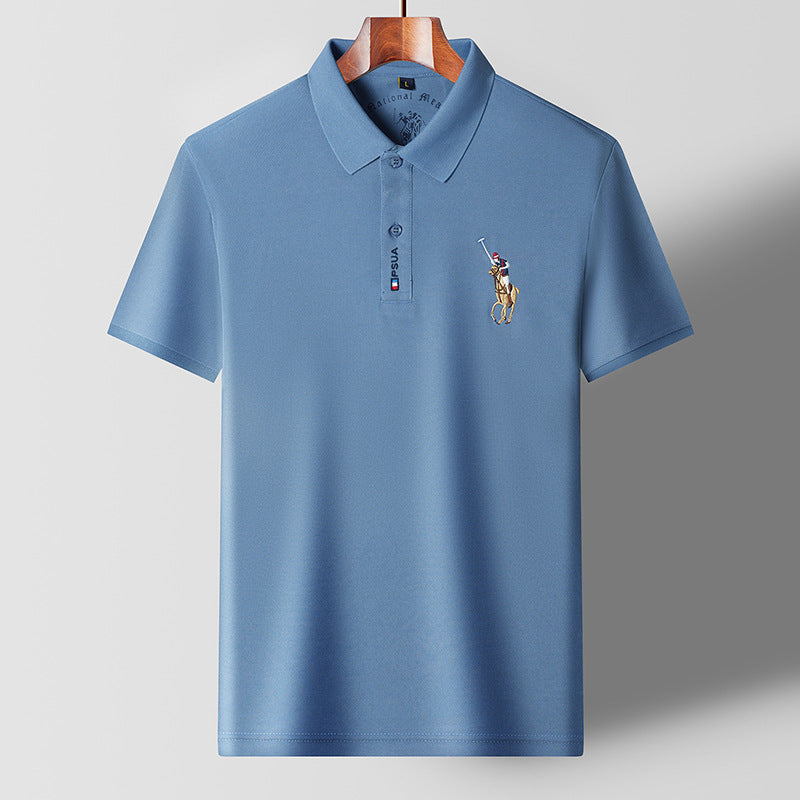 Men’s Summer Embroidered Polo Shirt – Lightweight Breathable Short Sleeve Business Casual Polo, M–3XL