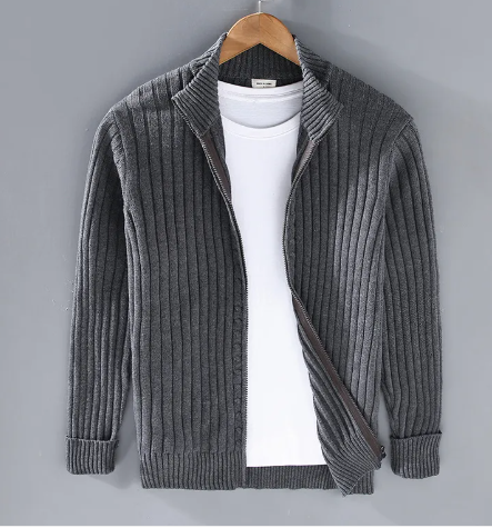 Men’s Personalized Sweater Coat – Cotton Loose-Fit Casual Knit Layer, 4 Colors, M–3XL