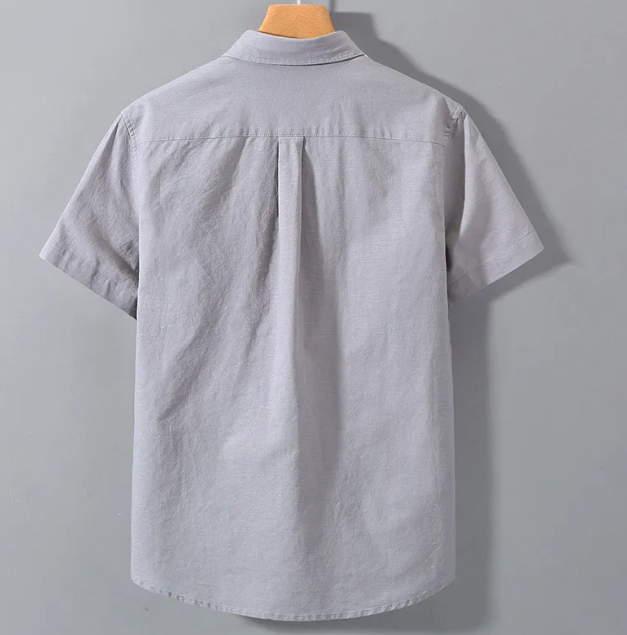 Men’s Breathable Hemp Blend Lapel Shirt – Relaxed Fit Short Sleeve Summer Shirt, M–4XL