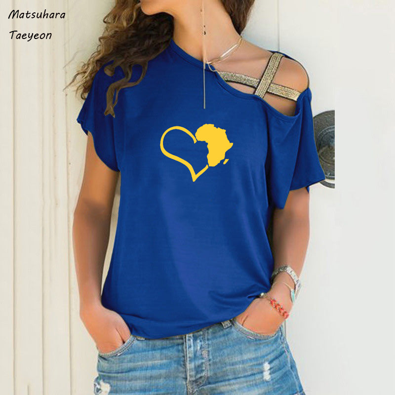 Funny Heart Map Graphic T-Shirt for Women (Big Size)