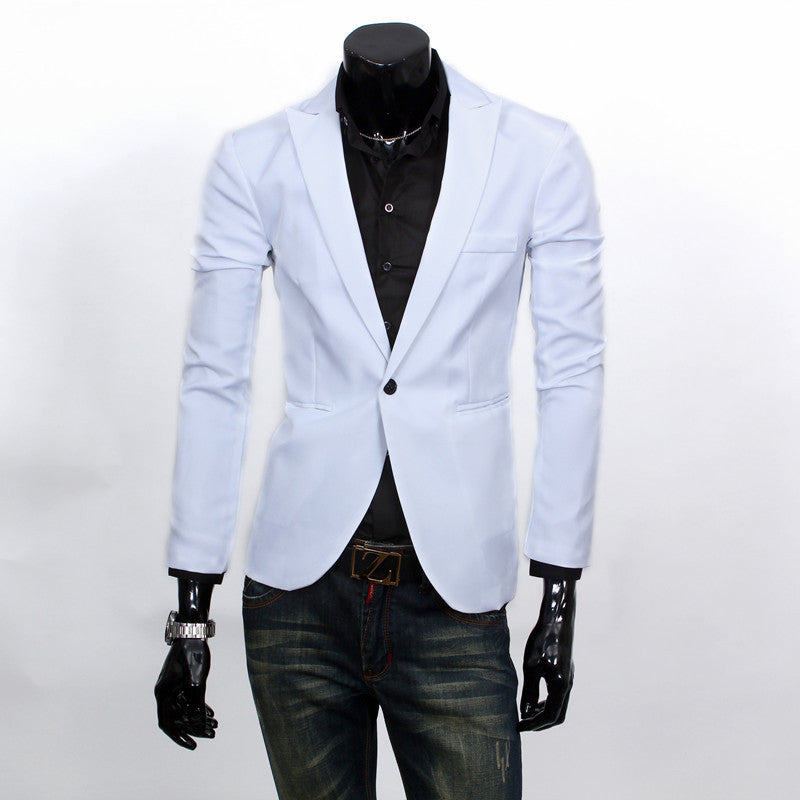 Men’s Korean Slim Fit Blazer – Single Button Smart Casual Suit Jacket, M–3XL