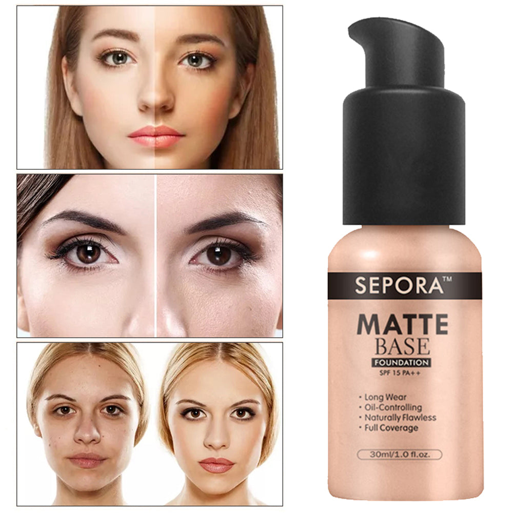 Matte Waterproof Liquid Foundation & Concealer – Full Coverage Face Makeup
