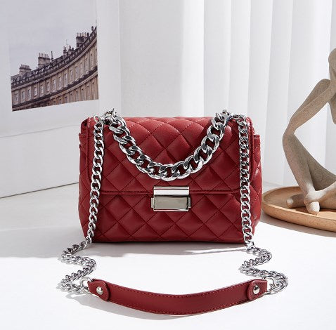 Fashionable Quilted Chain Bag for Women – Elegant PU Shoulder Handbag with Chic Chain Strap