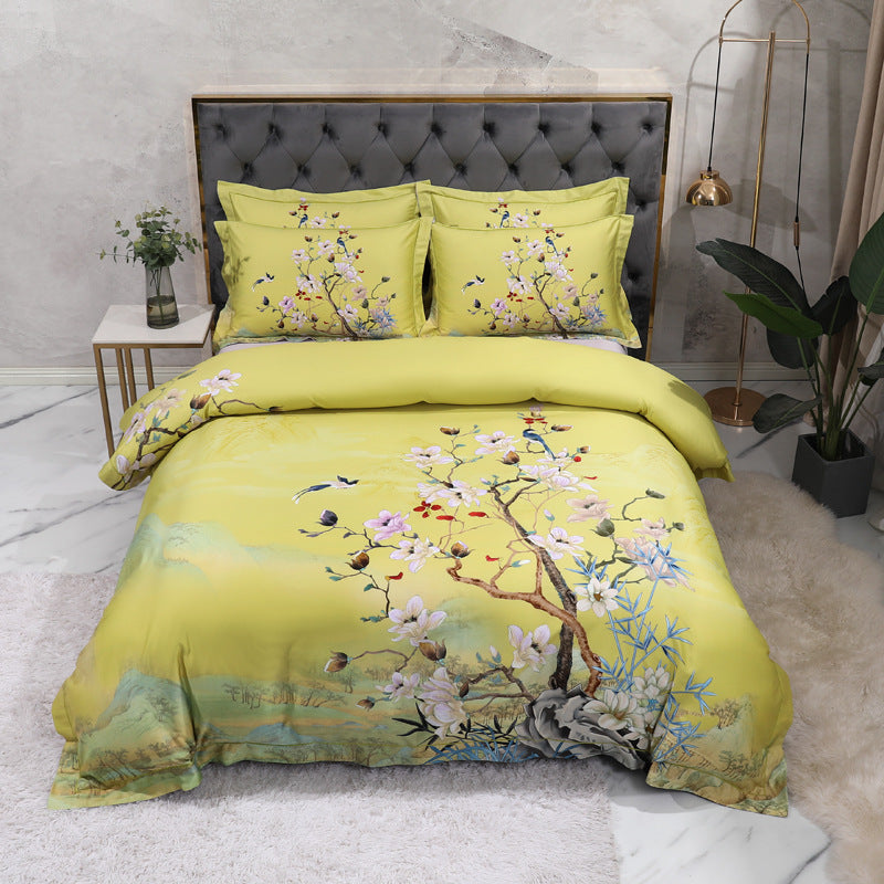 Luxury 100% Cotton Digital Floral Bedding Set – 4-Piece Premium Bed Set