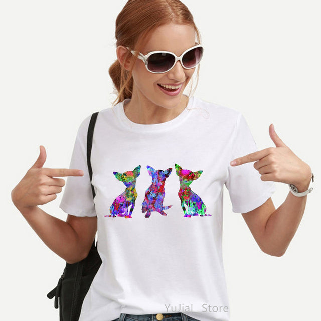 Watercolor Leopard Chihuahua Animal Print T-Shirt for Women