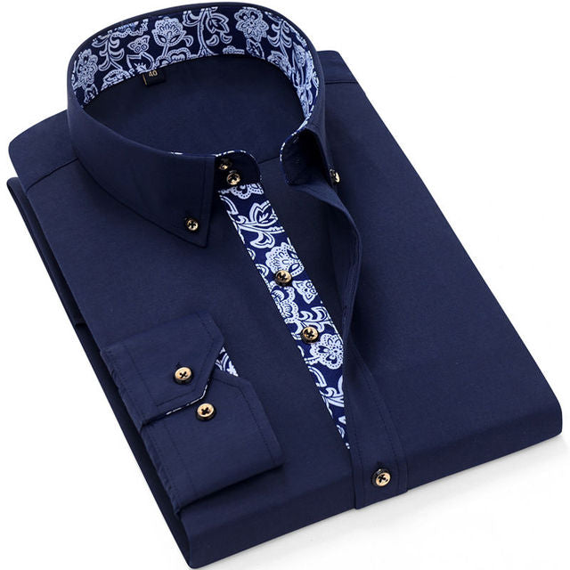 Men’s Korean Slim Fit Cotton Business Shirt – Smart Casual Long Sleeve Shirt, M–4XL