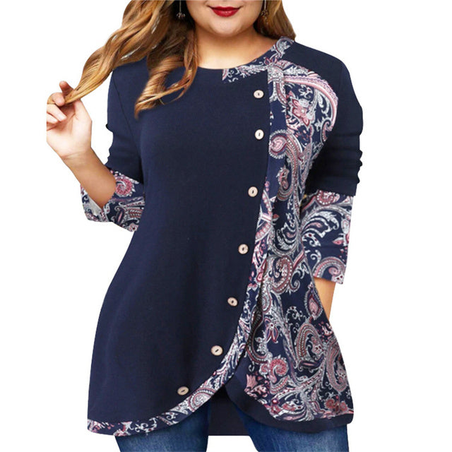 Women’s Plus Size Casual Loose Top – Stylish Relaxed Fit Fashion Shirt