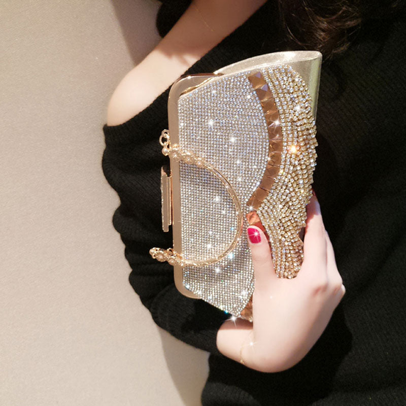 Fashion Diamond Clutch Evening Bag for Women – Sparkling Gold & Silver Wedding Shoulder Bag