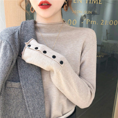 Women’s Fall Half-Turtleneck Knit Sweater – Loose Long Sleeve Casual Pullover