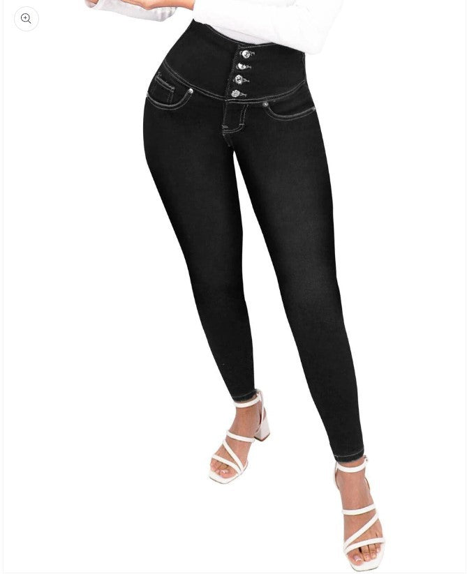 Women’s Peach Butt Shaping Fitness Jeans – High-Waist Stretch Slim-Fit Denim