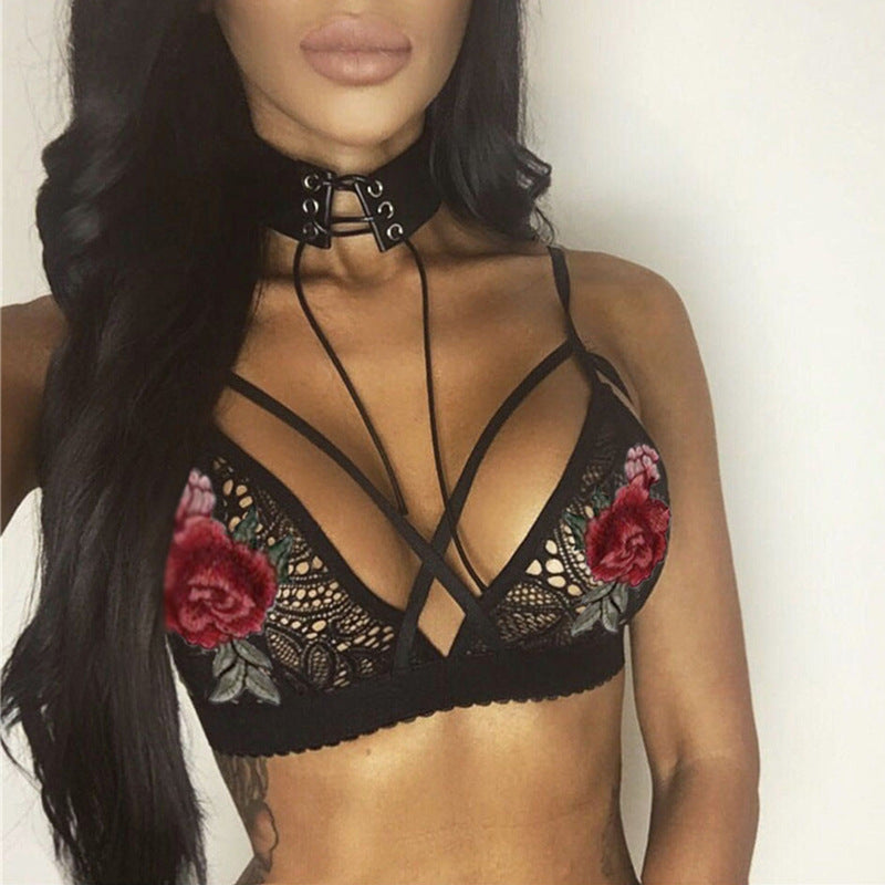 Women’s Lace Embroidered Cami Bra – Elegant Lightweight Lingerie Top