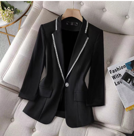 Women’s Classic Sparkle Blazer – One-Button Polyester Urban Jacket, S–5XL