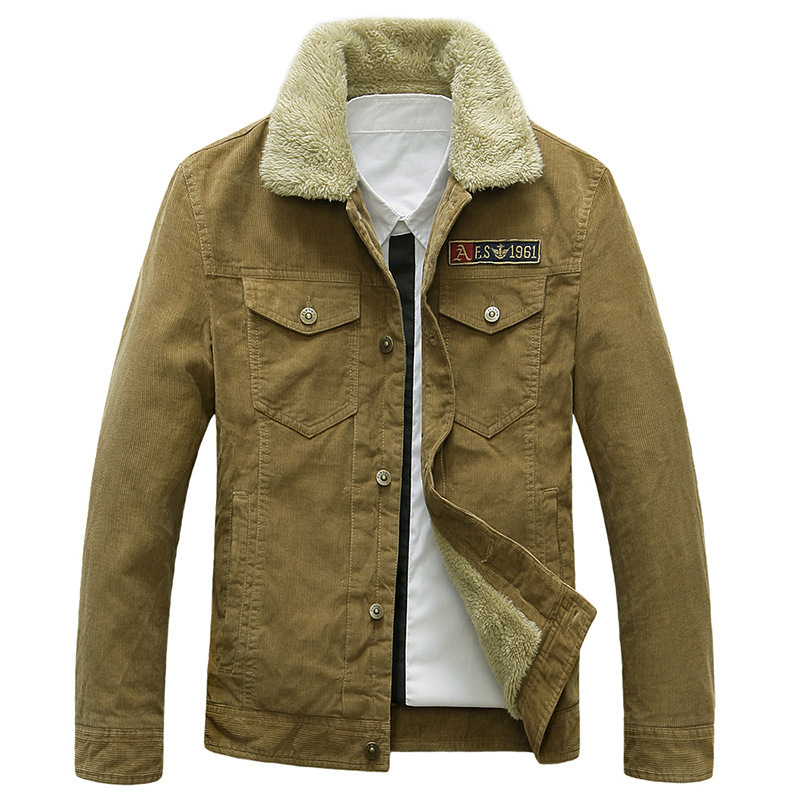 Men’s Corduroy Jacket with Fleece Lining – Oversized Warm Winter Jacket