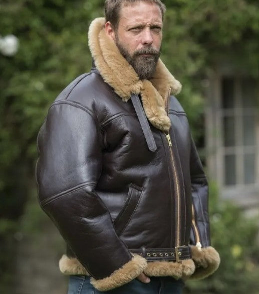Men’s Winter PU Leather Fur Collar Coat – Thickened Lamb Wool Lined Windproof Jacket, Brown & Apricot, XS–5XL