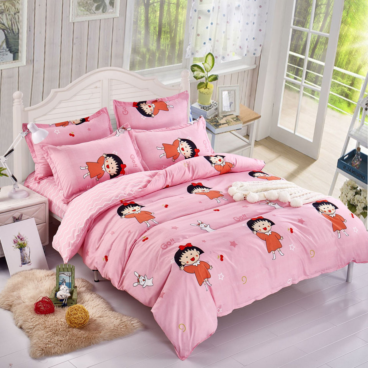 Aloe Cotton Minimalist Bedding Set – 4-Piece Soft Geometric Bed Set