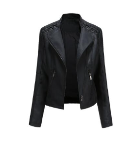 Women’s Slim-Fit Leather Jacket – Long Sleeve Spring & Fall Casual Jacket, 6 Colors, S–XXL
