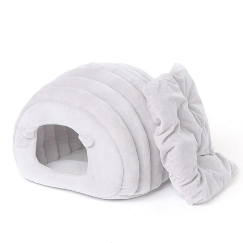 Warm Igloo Cat Cave Bed – Semi-Enclosed Cozy Sleeping Nest for Cats & Small Dogs