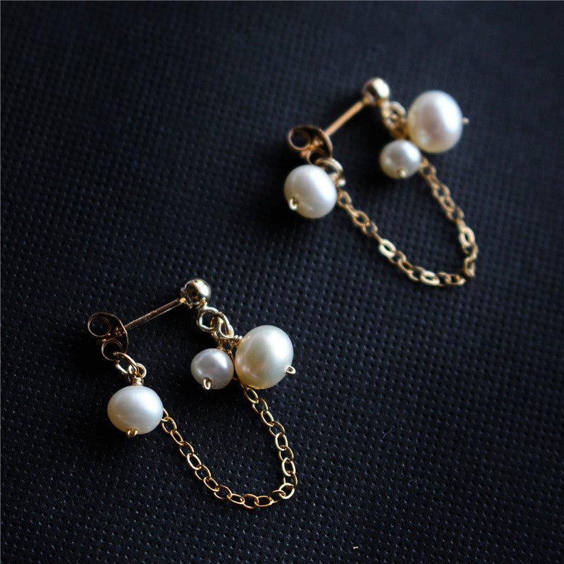 Freshwater Pearl Fringe Stud Earrings for Women – Elegant Dangle Pearl Jewelry